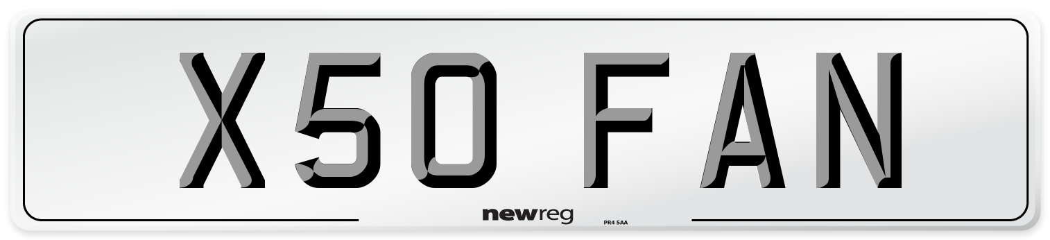 X50 FAN Number Plate from New Reg